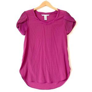Diane von Furstenberg Womens Short Puff Sleeve Top
